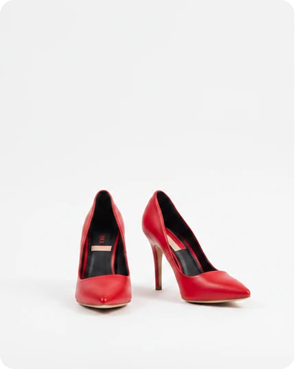 The finished product shot of the red heels